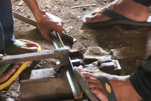 Making reinforced edging.  High tech!