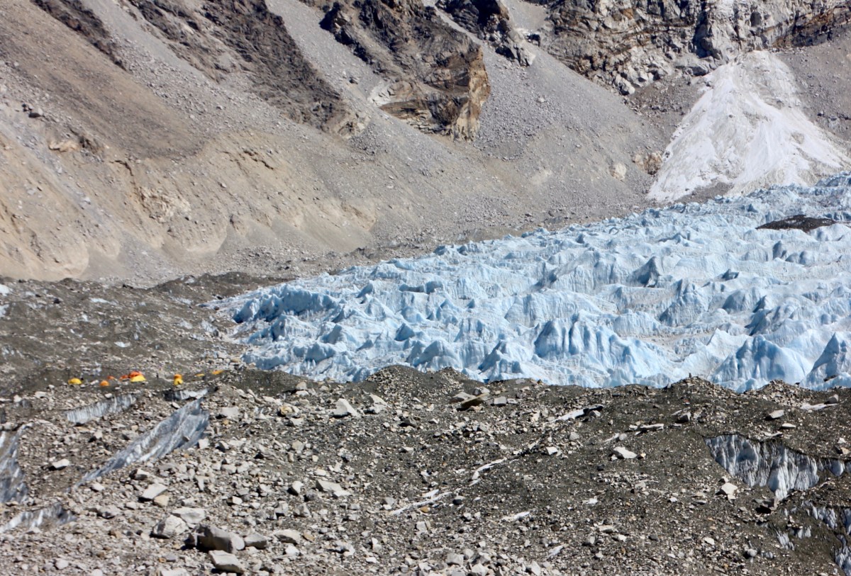 Climbing teams before the ice fall